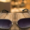 Gafas de sol metálicas octagonales plata con lente degradado violeta, estilo vintage
