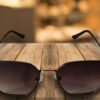 Gafas de sol metálicas octagonales negras con lente degradado, estilo vintage