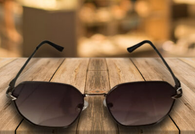 Gafas de sol metálicas octagonales negras con lente degradado, estilo vintage