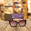 Gafas de sol mujer oversize burdeos con lente violeta degradado y estuche lila