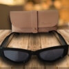 Gafas de sol rectangulares estrechas negras con lente negro, estilo 90s
