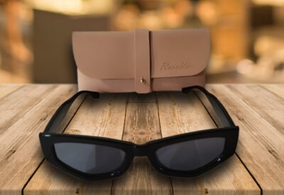 Gafas de sol rectangulares estrechas negras con lente negro, estilo 90s