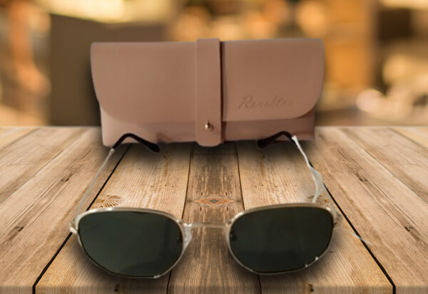 Gafas de sol metálicas hexagonales doradas con lente verde y doble puente, estilo vintage
