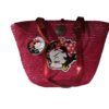 Capazo de rafia rojo con aplicación de Betty Boop y asas, bolso de verano Capazo de rafia rojo con aplicación de Betty Boop y asas, bolso de verano